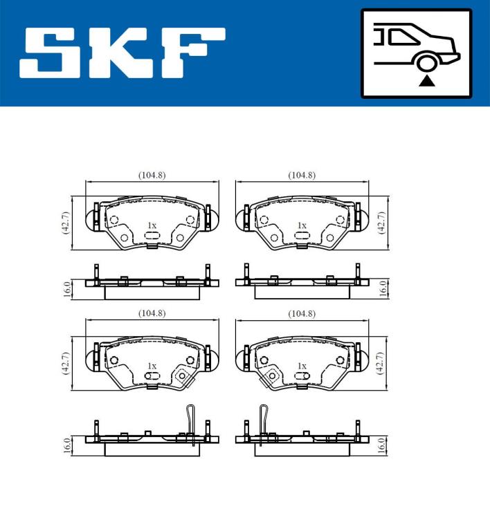 Jogo de 4 pastilhas de travão SKF ref. VKBP 90806 A